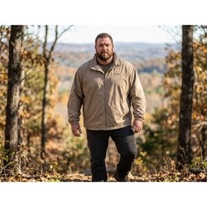 Cabela's Windbreaker Jacket Mens XL Tan Khaki Full Zip Gorpcore Hiking